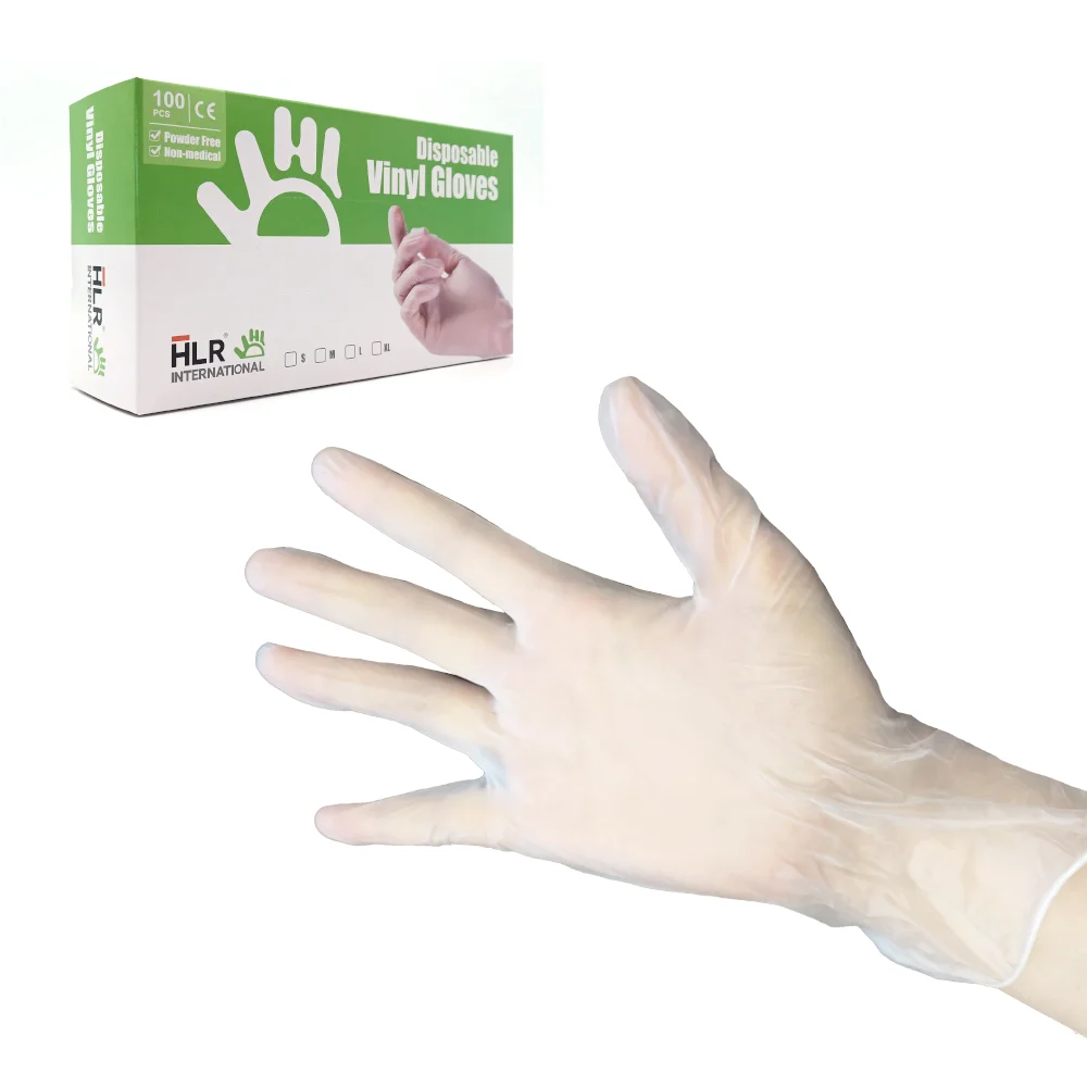 Дешевые одноразовые виниловые перчатки HLR из ПВХ