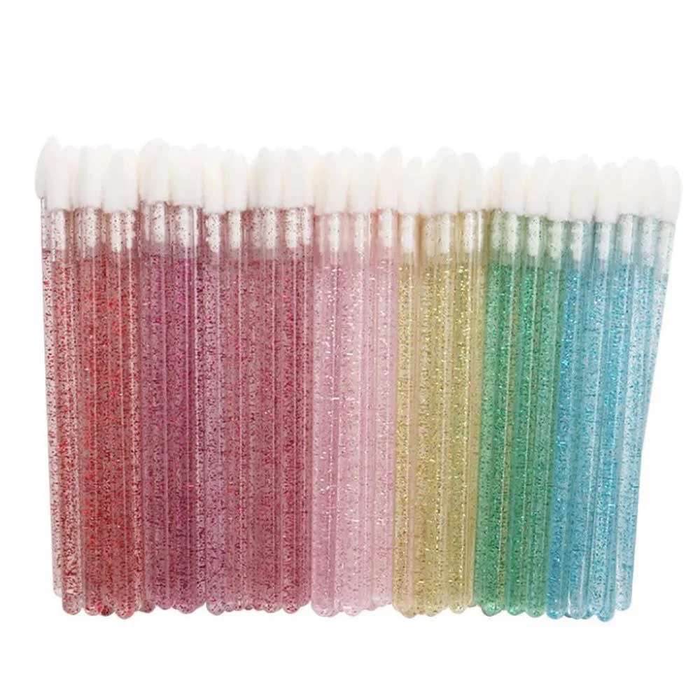 Low MOQ Glitter Eyelash Brush Lip Scrub Brush Disposable Eyelash Extension Applicator Mascara Brushes Mascara Wand Black Bamboo