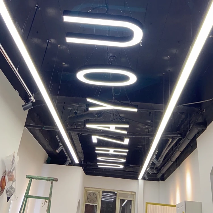 Custom 26 English Letters Chandelier Modern Linear  Hanging Lamp Playground Led Digital Ceiling Lights Alphabet Pendant Light