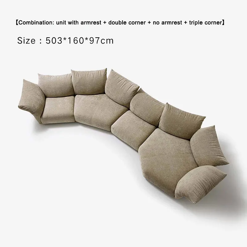 Large flat fabric petal sofa