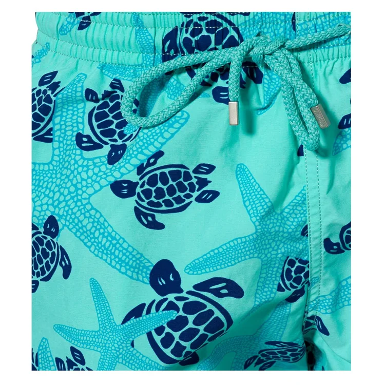 Custom Blue Starfish Print Swim Shorts Mens Board Shorts Swimming Trunks