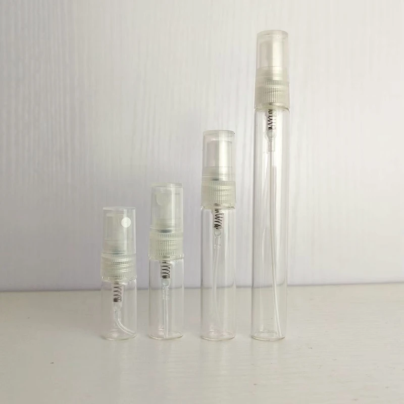 pocket size thin round glass perfume bottles empty sample 10ml spray perfume bottles with black/white cover
