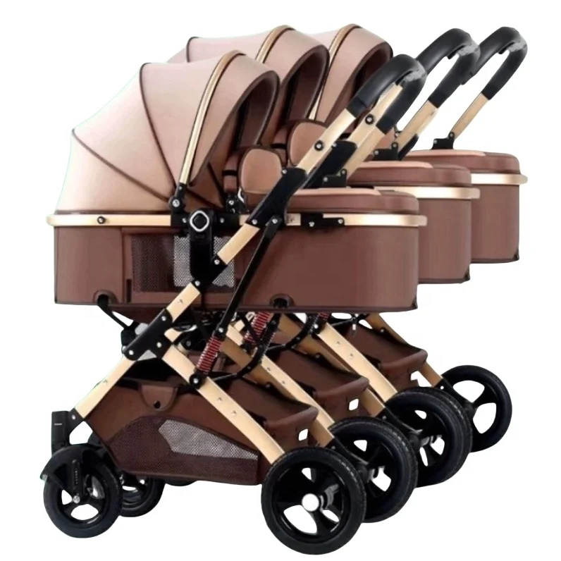 Newest Arrival Detachable 3 Carriages Jointed 3 Seat with Connector  for Baby 0-3 Years Old Multi Usage Baby Triplets Strollers