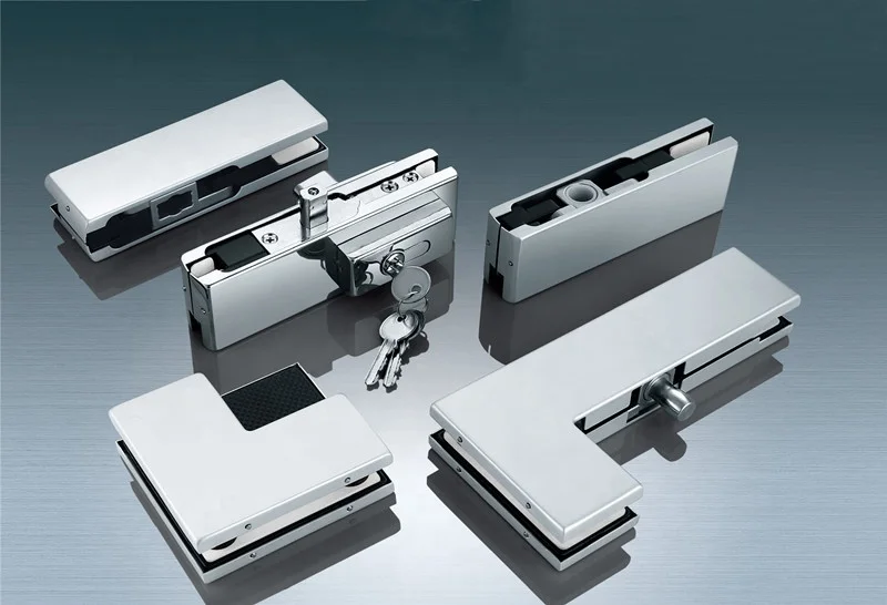 Heavy duty frameless glass door stainless steel surface mounted pivot