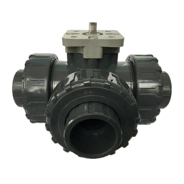 PN16 235PSI Mounting Pad ISO5211 03 05 07 Socket Screw UPVC PPH 3 Way Ball Valve