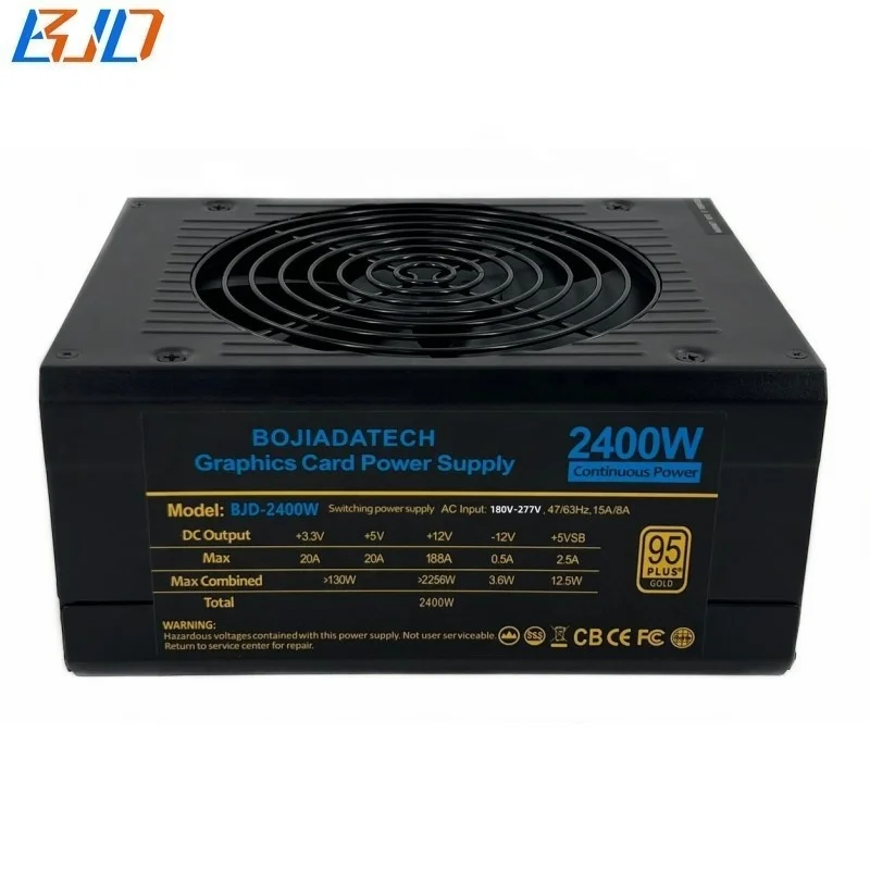 2400 Вт полный модульный импульсный источник питания PSU 180V-277V с тихий вентилятор 95% эффективность Поддержка 8 видеокарта