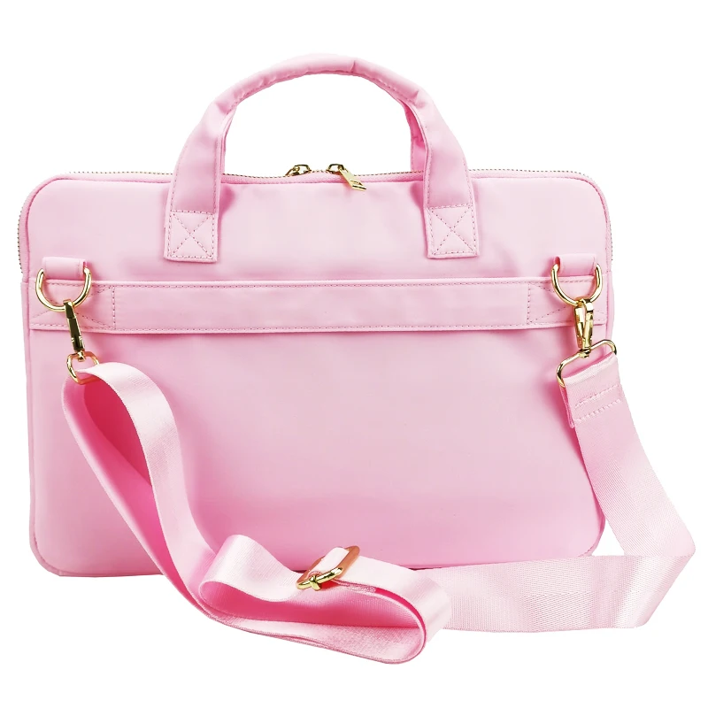 Custom Logo Waterproof 13/14.1/15.6 Inch Laptop Sleeve Neoprene Shoulder Bag in Pink for Women Personalized Computer Bag