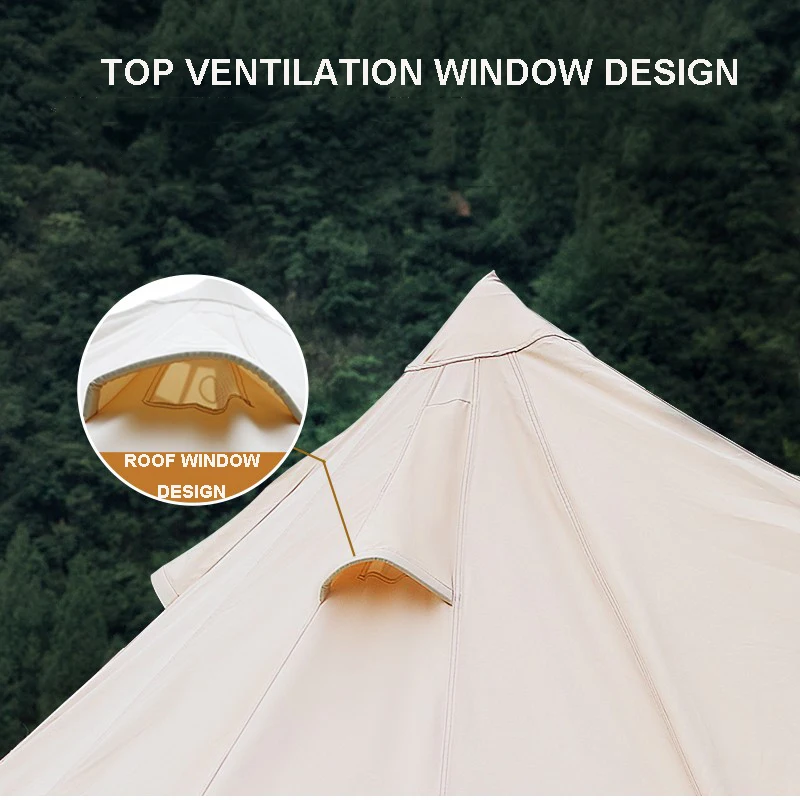 Waterproof Canopy Emperor Lotus Outdoor Glamping Luxury Cotton Canvas Bell Tent  Family Camping Bell Tent Indian Tent
