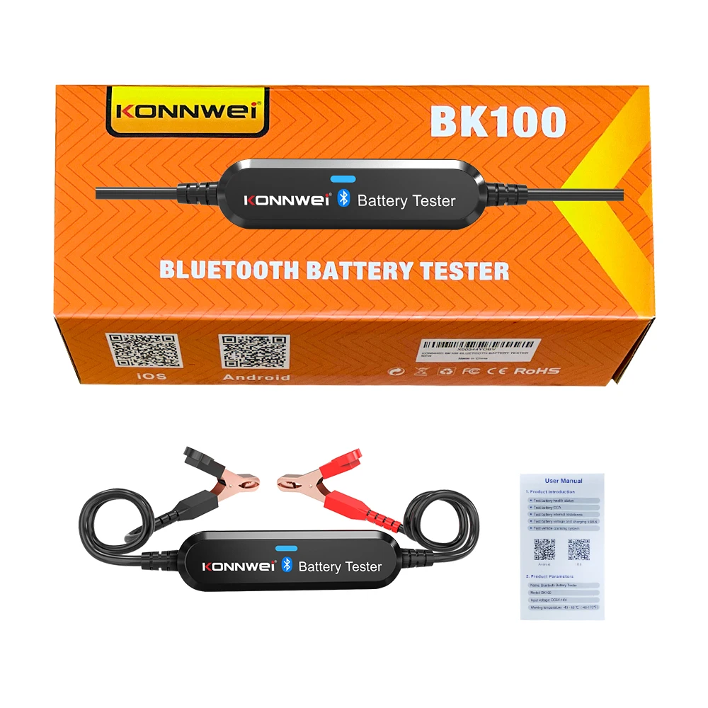 Bluetooth-тестер KONNWEI BM2 BK100 для автомобильных аккумуляторов устройство проверки свинцово-кислотных и литиевых батарей с бесплатным