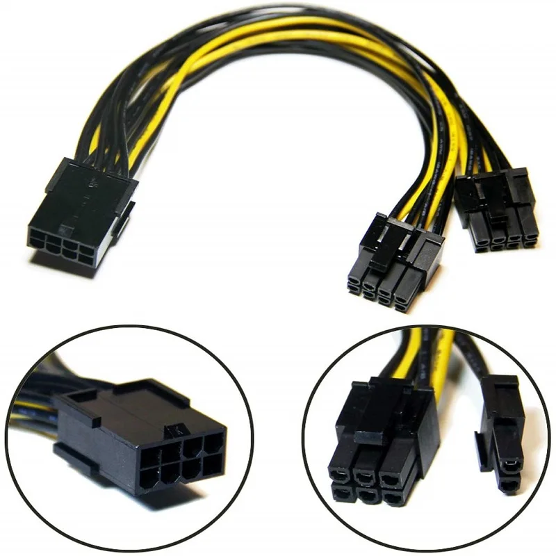 18Awg 20 см 8 пиновый на обоих концах для подключения внешних устройств с 2 портами (6 + 2)Pin PCI-Express 8pin двойной 8 Сплиттер Pin-код GPU видеокарта кабель питания