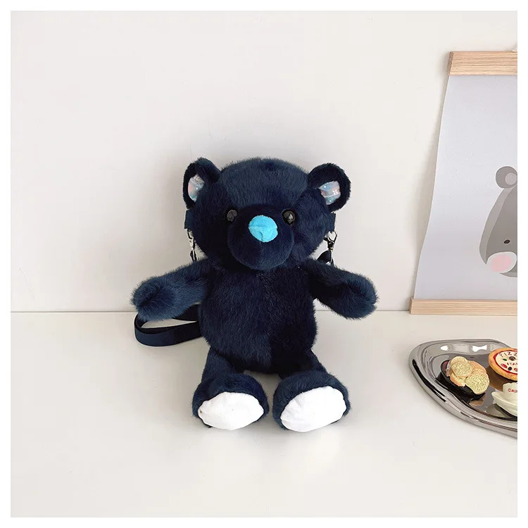 New Plush Toy Cute Bear Shoulder Bag Colorful Versatile Casual Schoolbag
