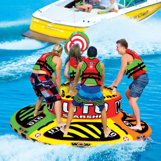 New Large Inflatable Floating Island Adult Outdoor Water Surfing 5 People Round Float Island Starship Towable tube
