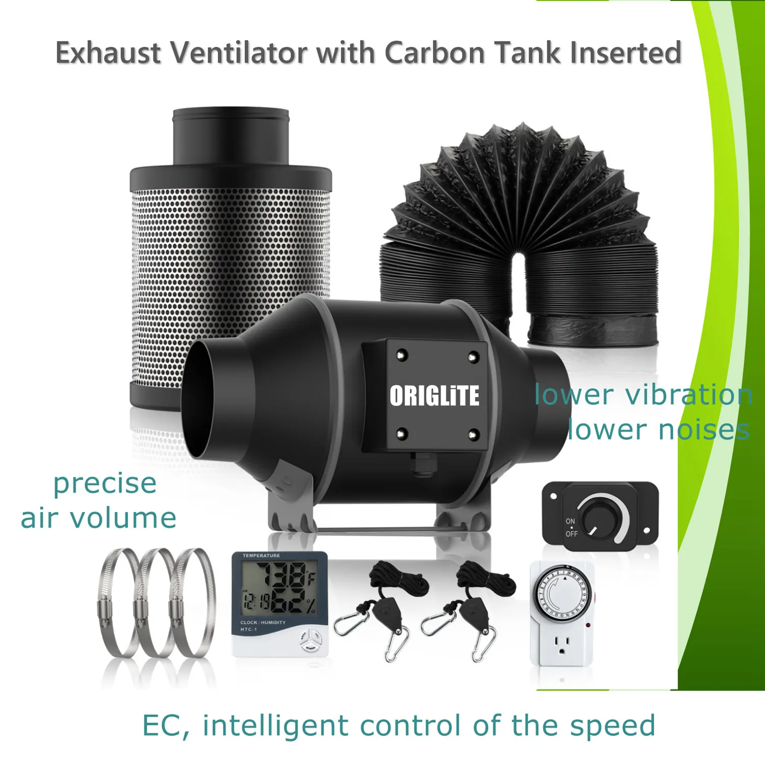 ORIGLiTE Grow Tents Kits 7-in-1 Grow Complete Kit with EC exhaust ventilator carbon filter  grow tent controller grow tent fan