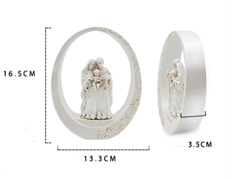 white mary and baby jesus statue desk decor