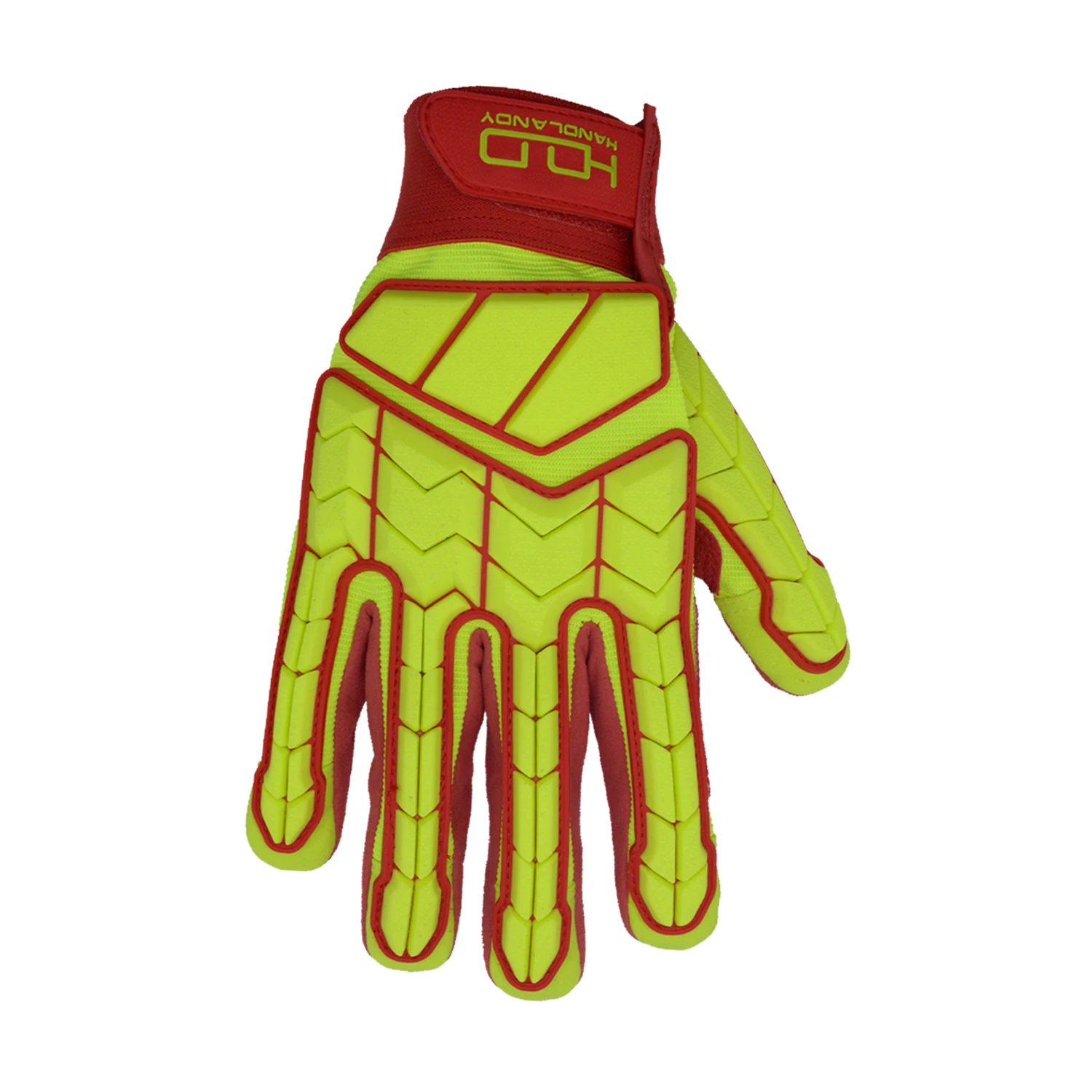 PRI men Hi-vis yellow red spandex back with TPR protector aramid glove,cut level 5 gloves,factory work safety hand gloves