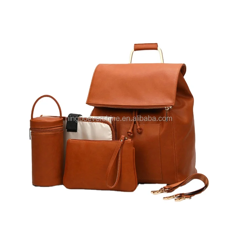 
High Quality Fashion Beautiful Custom PU Leather Baby Bassinet Mommy Nappy Backpack Diaper Bag 