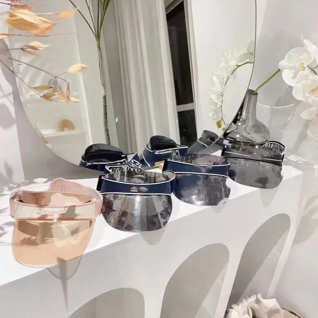 VIP catalog designer 2023 summer visor large brim trending outside beach PVC plastic material uv protection sun visor hat