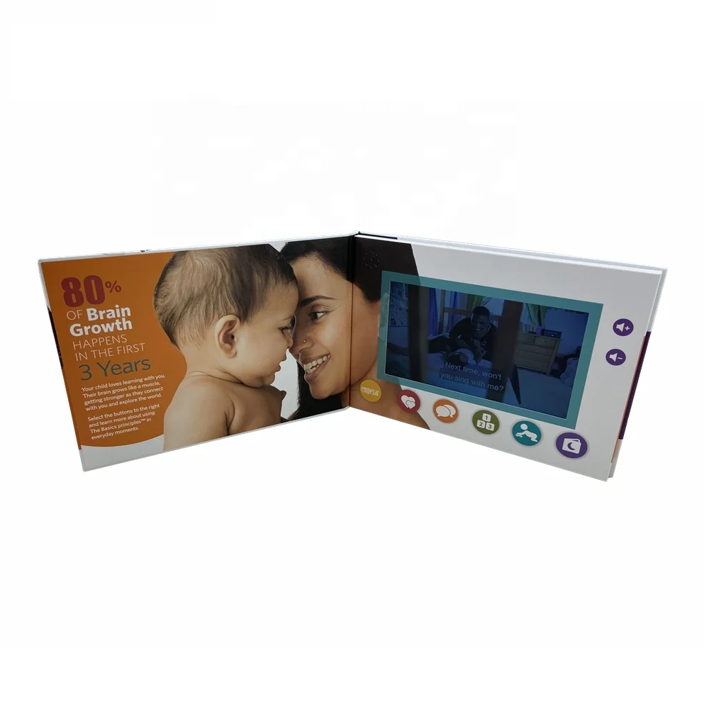 7insh A5 touch screen lcd  customized video brochure for wedding decoration