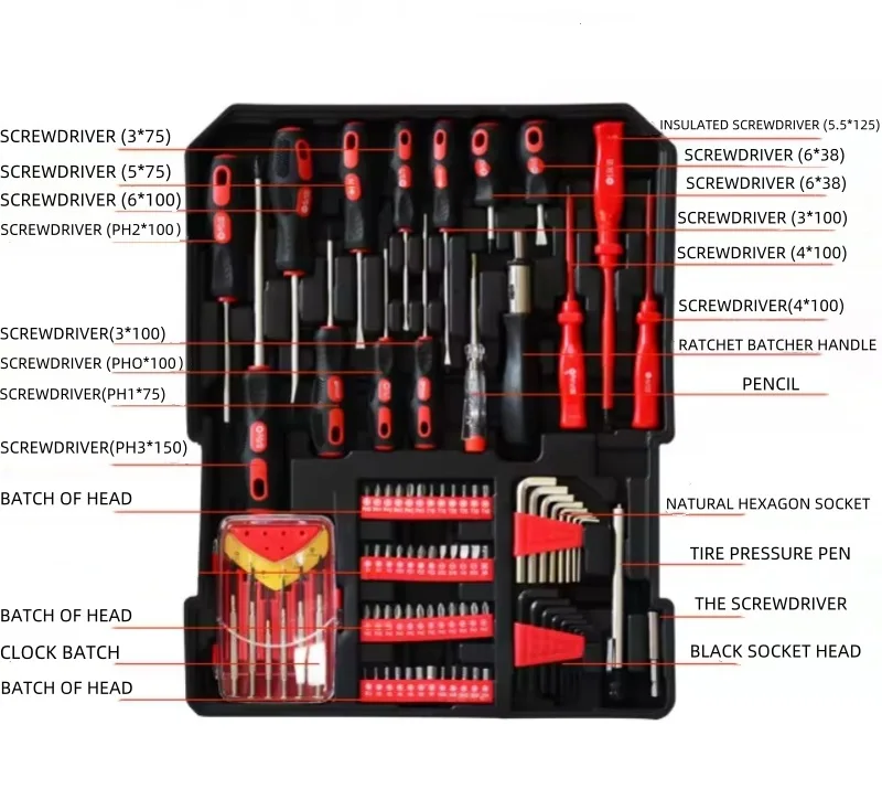 A removable Toolbox 186 pieces repair tool,Pull rod box set tool aluminum box four-layer hardware combination auto repair home