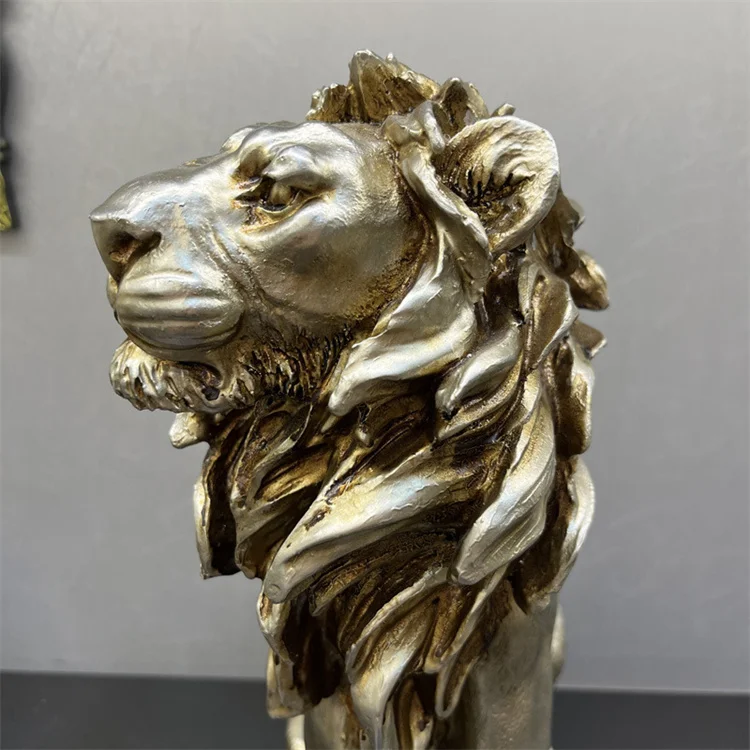 European style antique silver lion decoration handicraft resin sculpture desktop decoration