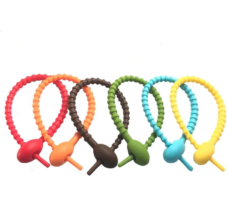 Colorful Silicone Strap Tie Twist Cable Ties Reusable Zip Adjustable Bag Sealing Clip All-Purpose Strap Ties
