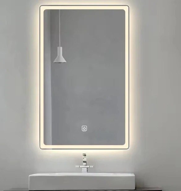 Hot sale hotel home rectangular 24x36 28x40 60x90cm touch screen backlit mirror