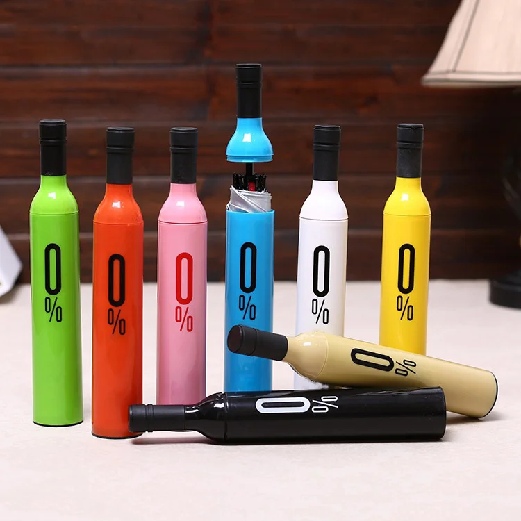 Personalized customized logo gift advertising 3 fold wine bottle umbrella