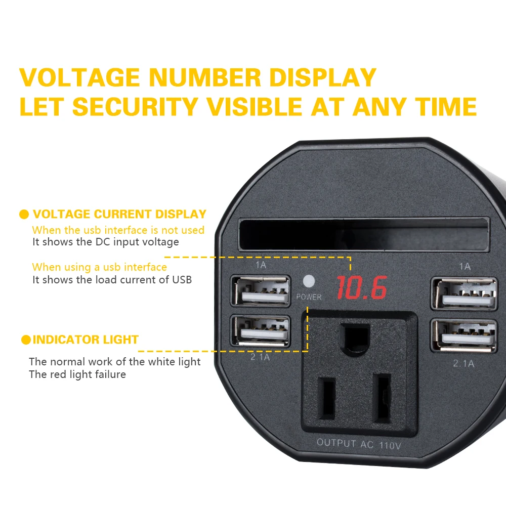 150W DC 12V to 110V AC Outlet Cup Holder Car Converter Adapter with 3.1A Dual Smart Quick USB Charger Car Power Inverter