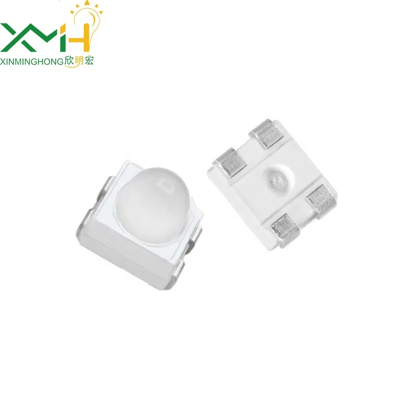 PLCC-4 3528 red SMD LED with dome lens diode, small angle, 0.2W, 60mA, for automotive lighting LED