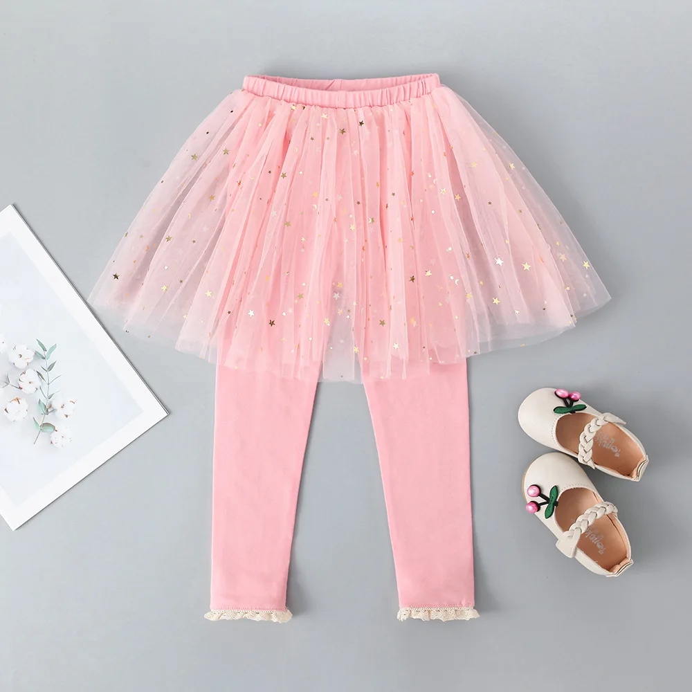 New Boutique Spring Autumn Children Leggings Cotton Tulle Princess Baby Girl Pantskirt