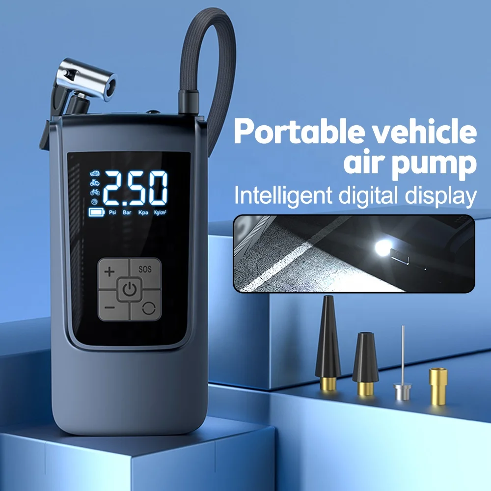 USB C Portable Electric Air Pump Tire Inflator Rechargeable Powerbank for Car Bicycle Motor (Wireless Type c Cable) For BMW