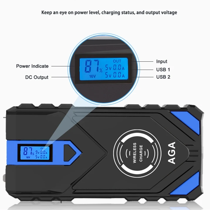 Emergency Kit 18000mah 1000a 12v  24v Jumpstarter Portable Booster Batterie Car Jump Starter Power Bank With Air Compressor