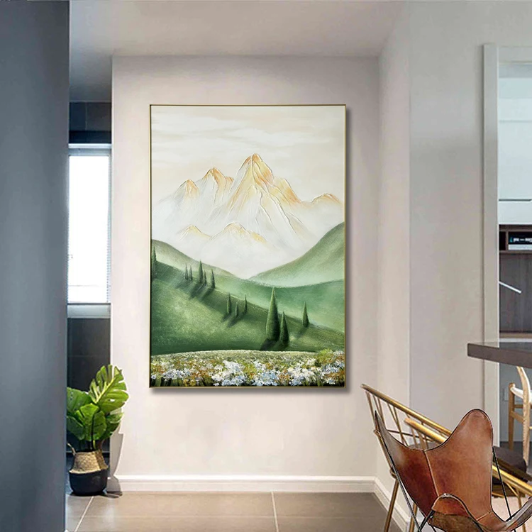 Framed Landscape Wall Mountains Nature Landscape Oil Painting Canvas Aesthetic Decorative Painting Kitchen Bedroom Living Room