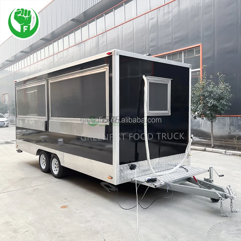 14ft Square Food Truck Hot Dog Pizza Coffee Ice Cream Mobile Fast Airstream Food Trailer Luxury Customized Mobile Restaurant