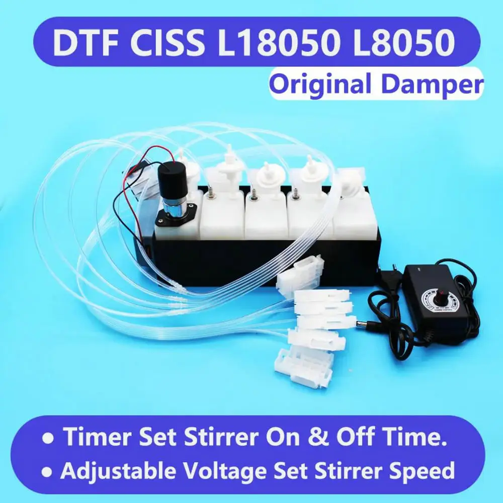 L18050 Ciss Ink System L8050 Bulk Ink Ciss Dtf Kit For Epson L18058 L8050 White Ink Tank With Timer Stirrer Speed Blender Tool