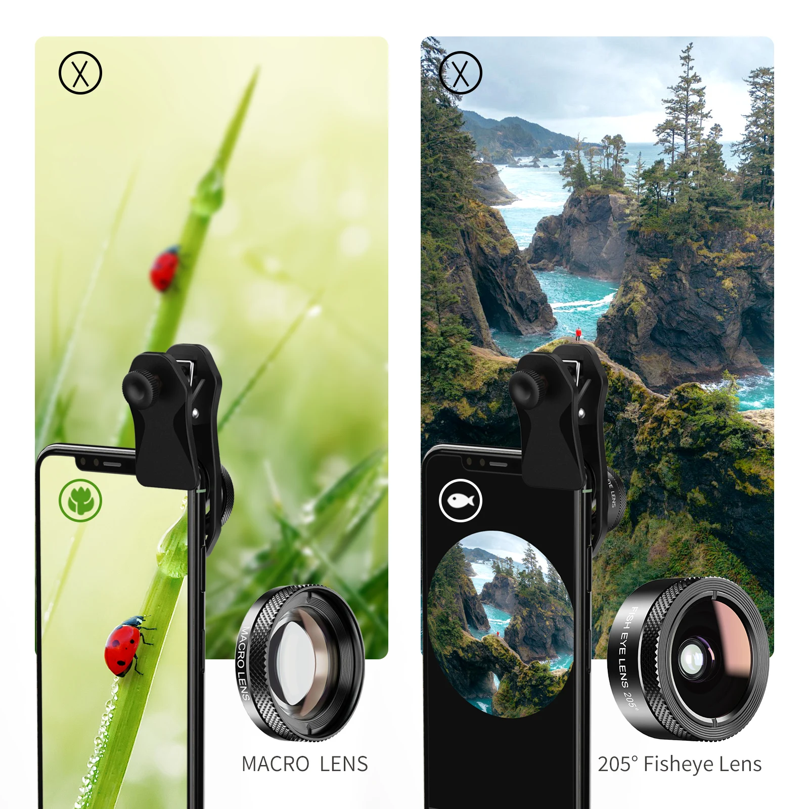 APEXEL 11 in 1 Phone Camera Lens Kit  Wide Angle Macro Fisheye Lens ND32 CPL Color Lens Compatible with Most of Smartphone