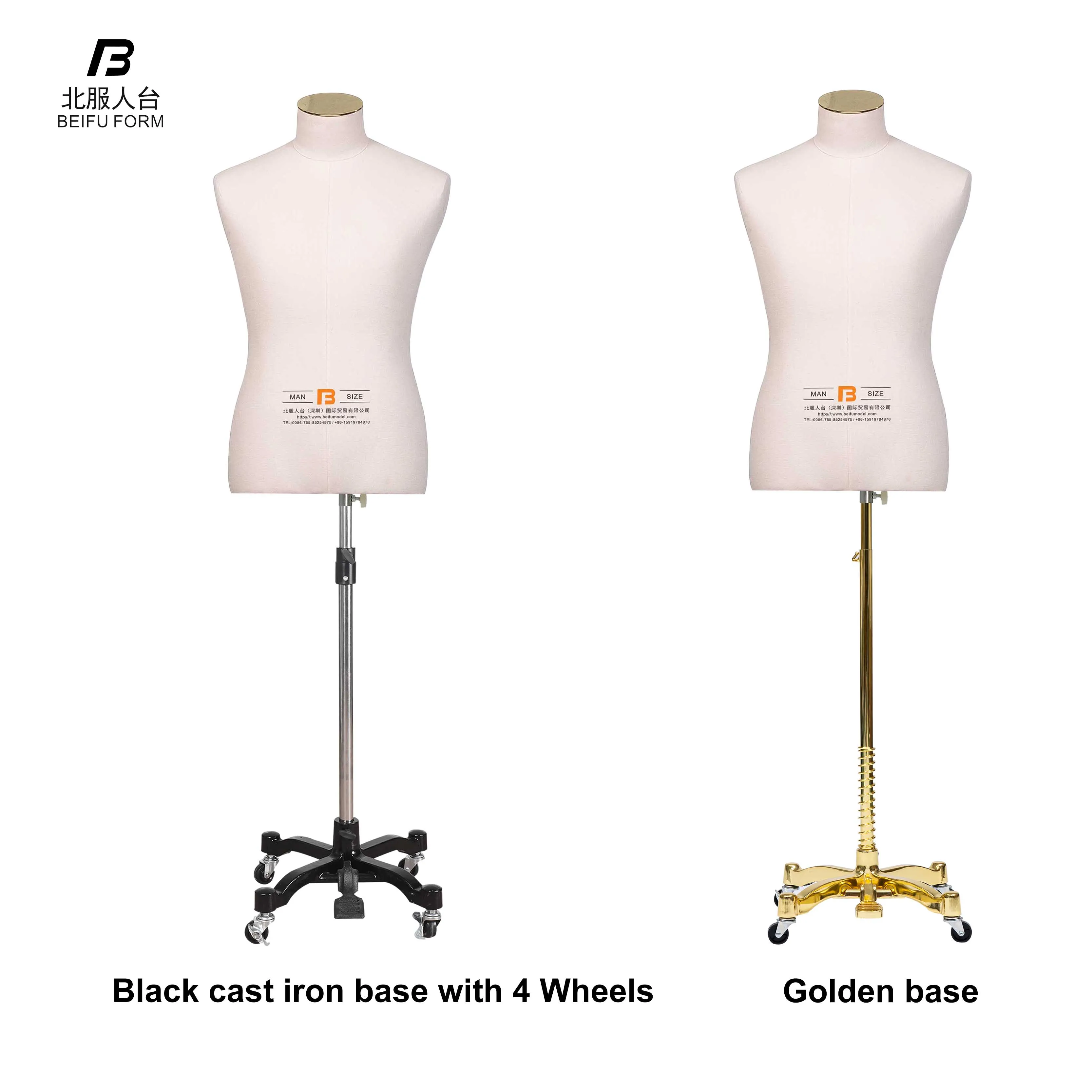 Beifuform half body uniform male dummy CN size mannequin for tailoring high quality dress form with base dummy can pin