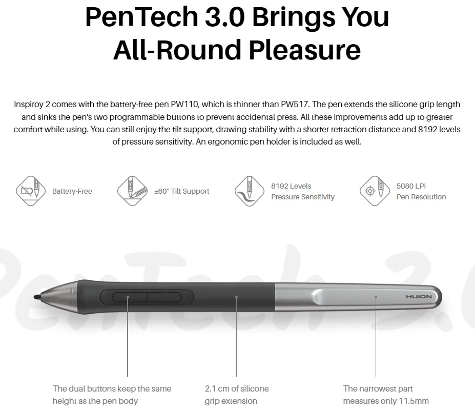 Huion inspiroy 2 H1061P paperless digital graphic tablet with scroll wheel 8 customized keys black drawing  tablet for designer