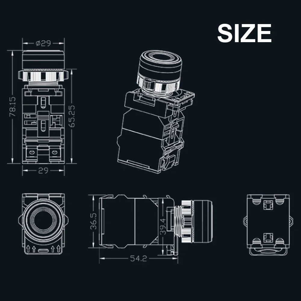 10a Flat Waterproof momentary Self Reset Locking 30mm 380V Push button switches  with light industrial 1NO1NC  2NO 2NO2NC