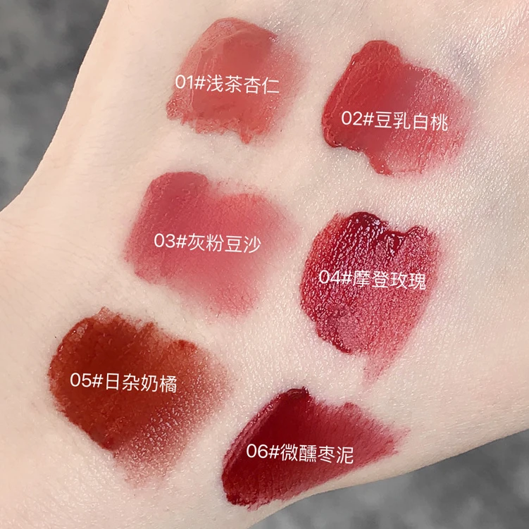 Private Label Vegan Organic Non-Stick Waterproof Lip Gloss Set Long Lasting Liquid Color Pink Red velvet Matte Lip Glaze