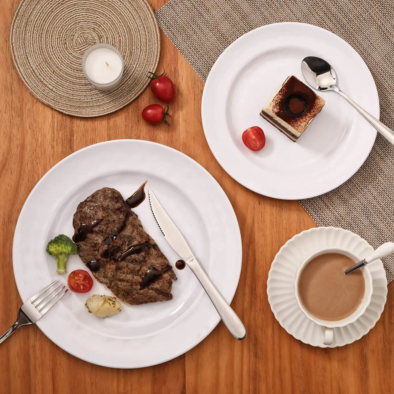 High Quality Restaurant Pure White Dinnerware Set Over Size Unbreakable Melamine Plate Dishes Set