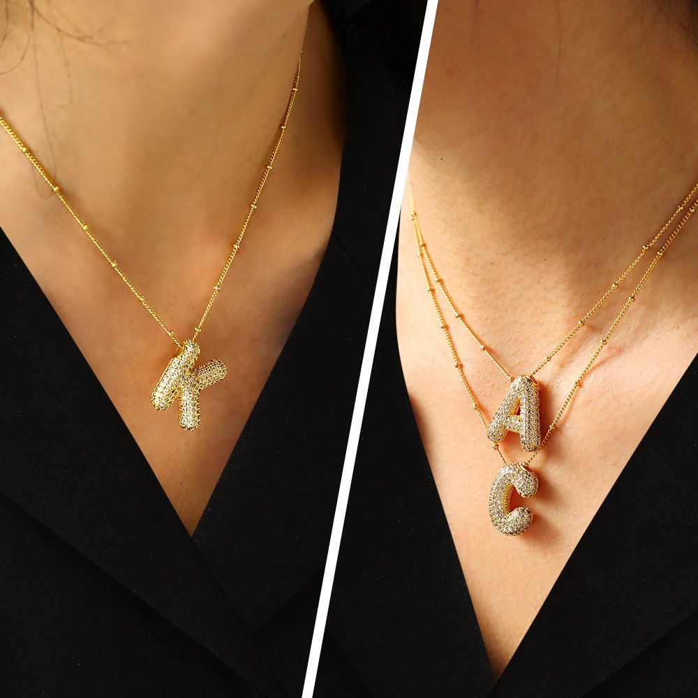 High Quality Fashion Jewelry A To Z Letter Pendant Necklace For Women Wholesale Luxury Trendy Gold Plated Jewelry Distributors