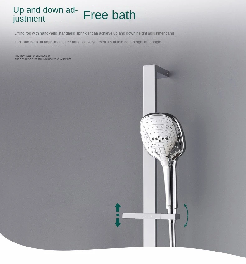 Thermostatic Rotary Swithe Brass Shower Faucet Sliding Bar Chrome concealed shower set With Round Hand Shower