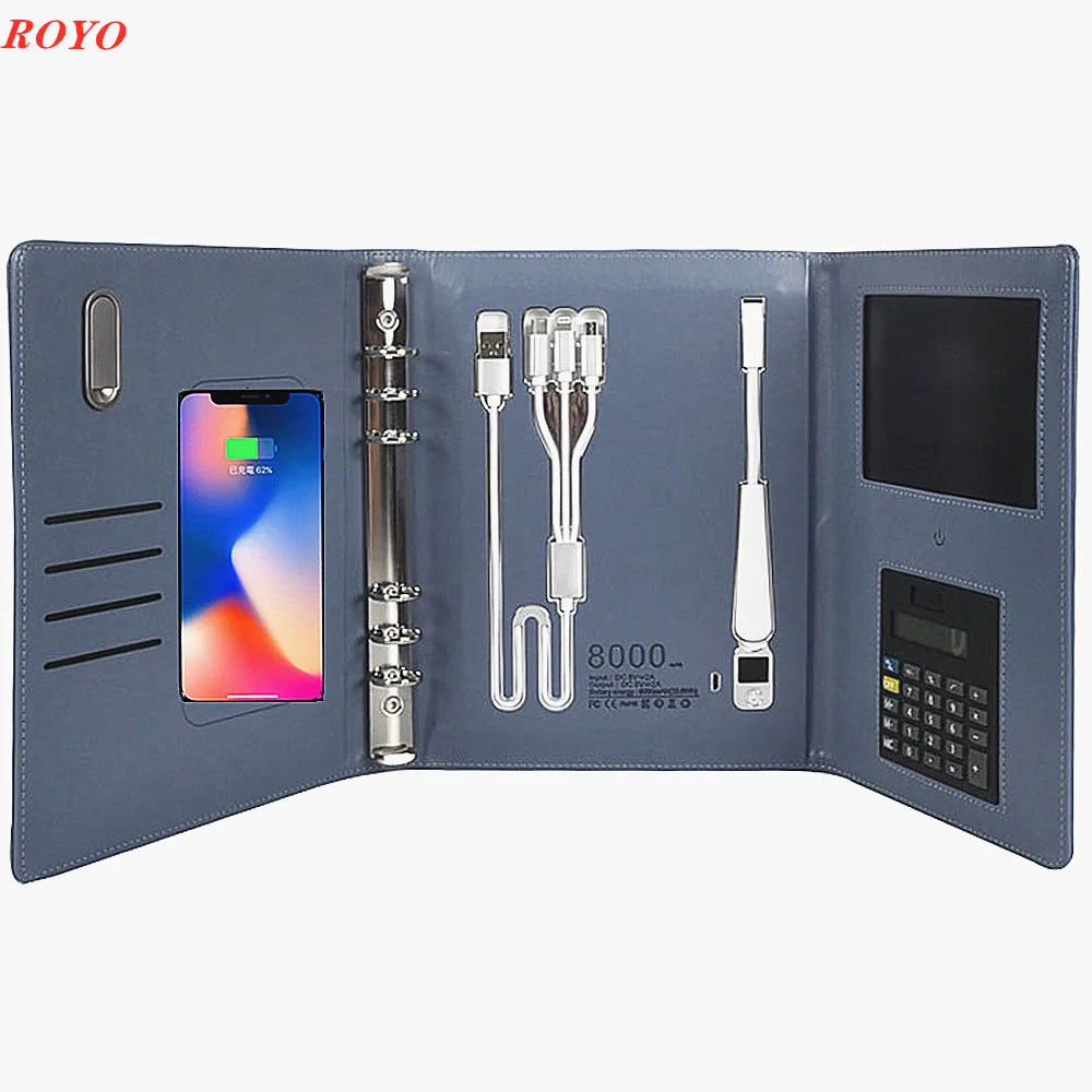 Hot selling smart notebook pen with business notebook  powerbank wireless and usb flash drive luxury notebook custom logo