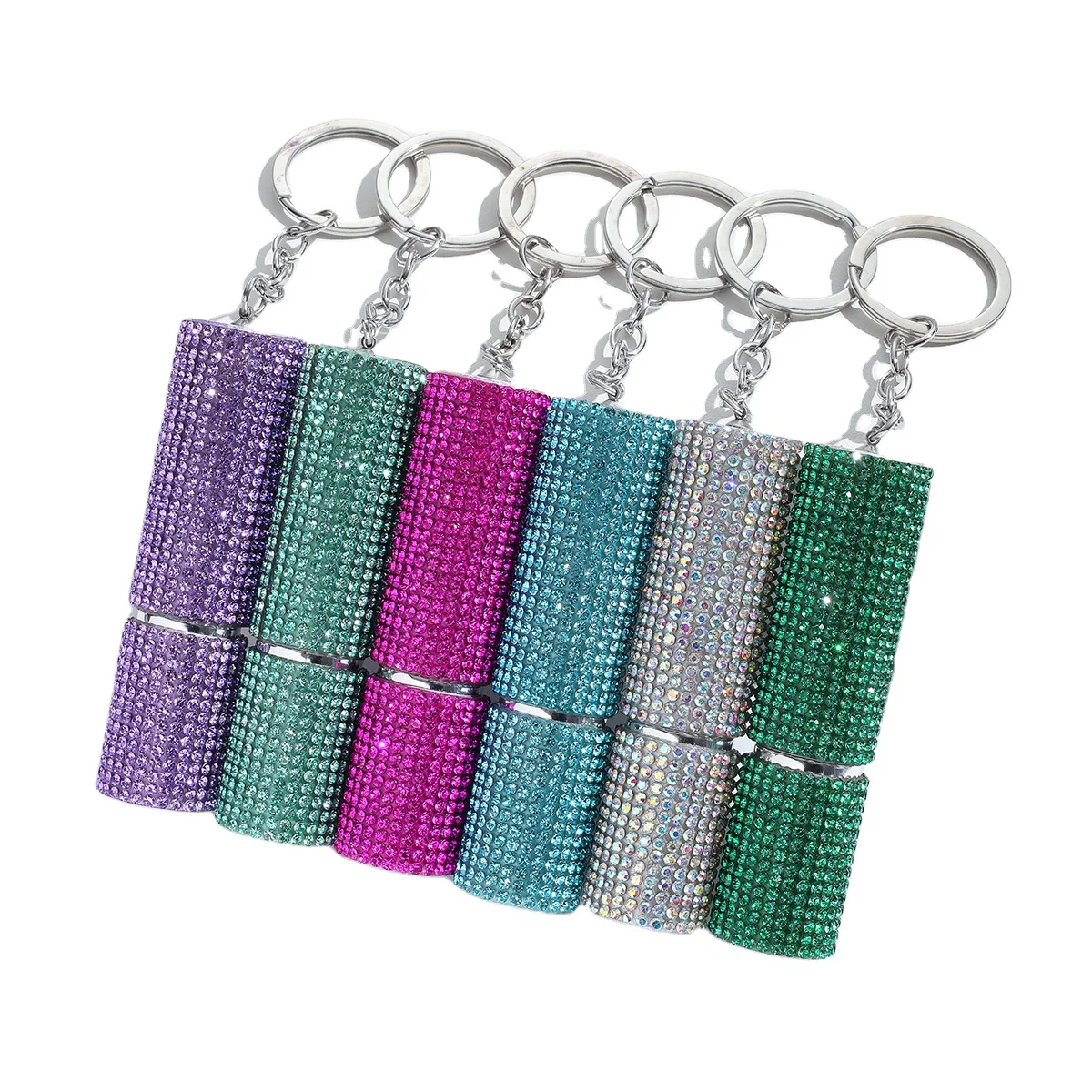 Refillable Mini 10ml Travel Diamond Rhinestone Spray Bottle Keychain Perfume Bottle Keychain Keyring