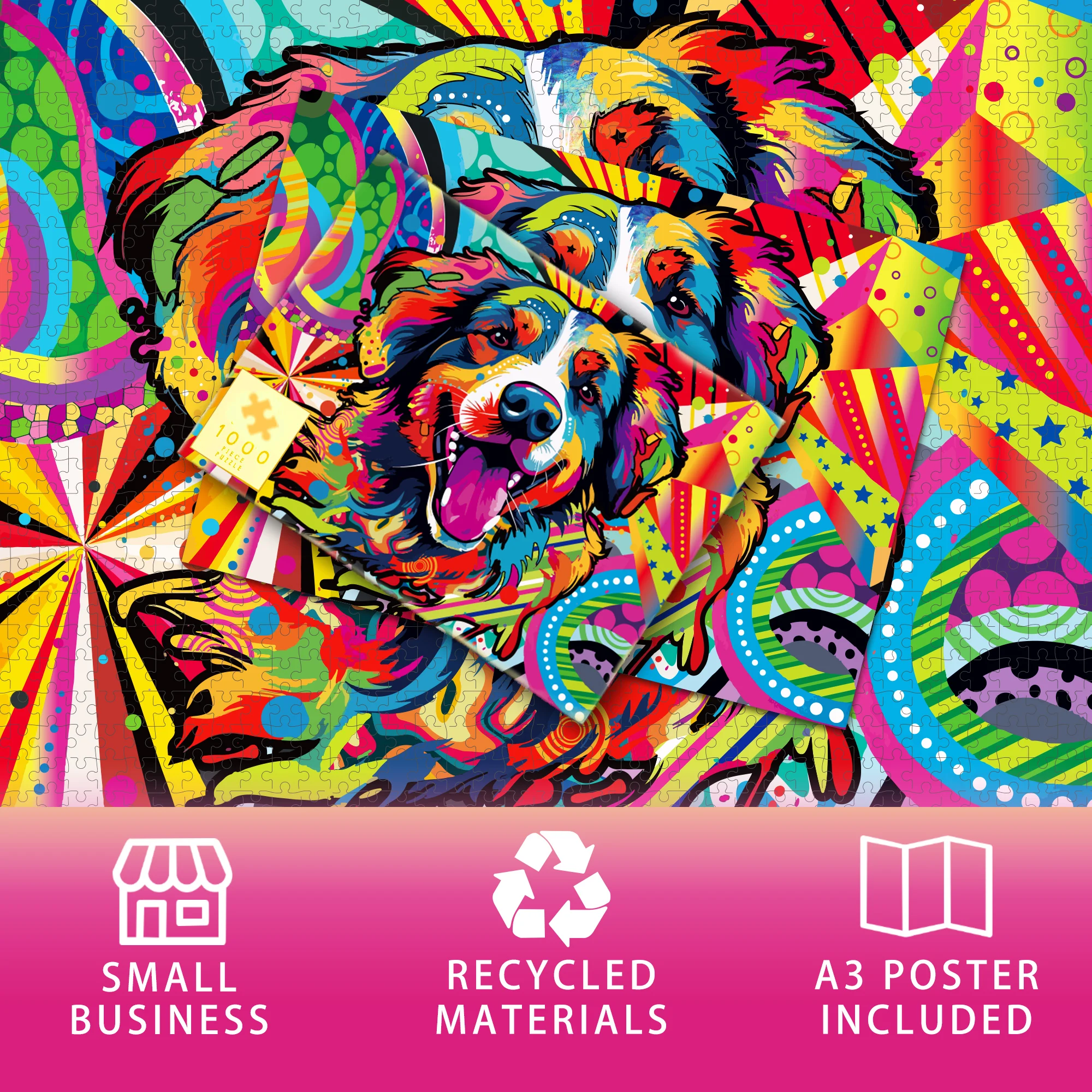 PT004 Pet Dog Lovers Puppy Puzzle 1000 Pieces Puzzle Cute Puppies Jigsaw Puzzles for Kids Ages Toys