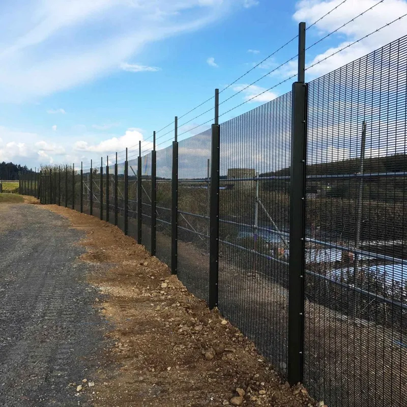 
Wholesale 358 high security anti climb PVC coated airport fence with barbed wire 