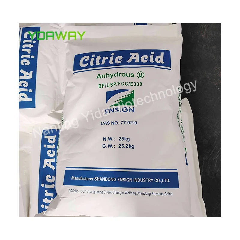 China price Ensign citric acid anhydrous food grade ttca rzbc cas no 77-92-9 lemon acid anhydrous citric acid monohydrate