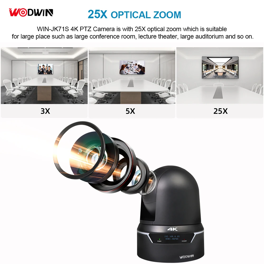 2024 New Ultra HD 4K 60FPS 25X Optical Zoom 12G SDI Live Stream System POE IP PTZ 4K Camera for Live Broadcasting