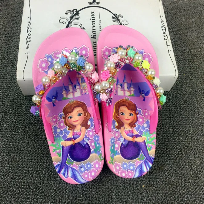 Summer Children girls slipper  flower cartoon PVC beach Slippers Non-slip flip flop